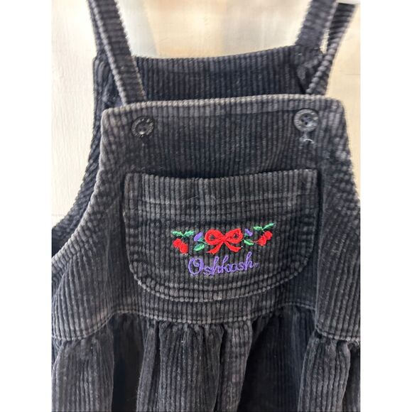 Oshkosh corduroy black red jumper 3t snap legs vintage (paper tag) embroidered f - Picture 3 of 7